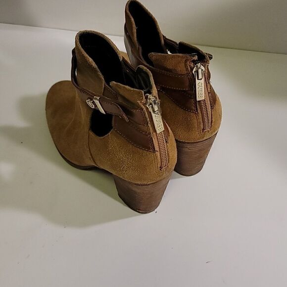 Guess Brown Suede Cutout Heeled Booties Size 7 - Picture 5 of 10